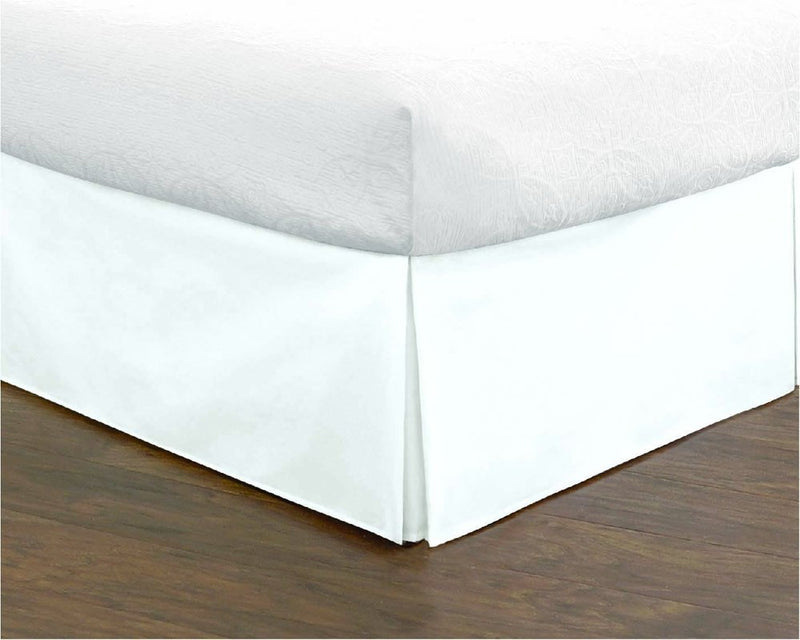 Lux Decor Collection Bed Skirt - Easy Fit Full Size Bed Skirt 14 Inch Tailored Drop - Brushed Microfiber Quadruple Pleated Bed Skirt - Wrinkle, Fade, Stain Resistant (Full, White)…