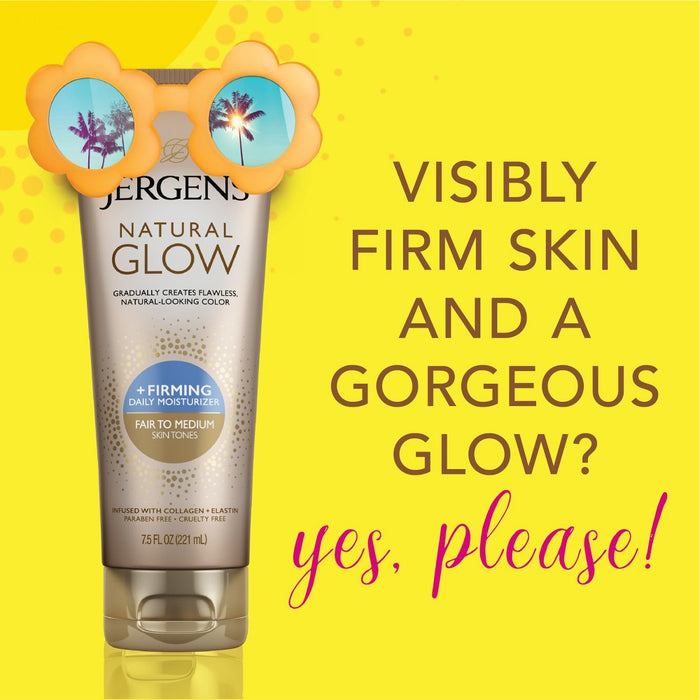 Jergens Natural Glow Firming Daily Moisturizer, Self Tanner Body Lotion, Fair To Medium Tone - 7.5 fl oz