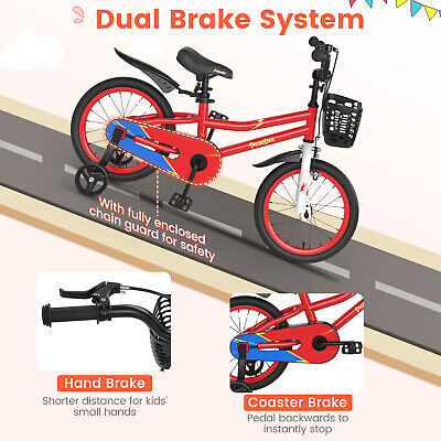Kid’s 16" Bike w/Removable Training Wheels & Basket for 4-7 Years Old Red (LOCAL PICKUP ONLY)