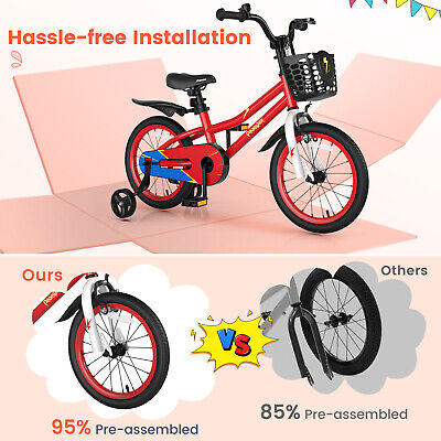 Kid’s 16" Bike w/Removable Training Wheels & Basket for 4-7 Years Old Red (LOCAL PICKUP ONLY)
