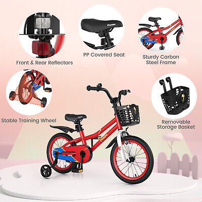 Kid’s 16" Bike w/Removable Training Wheels & Basket for 4-7 Years Old Red (LOCAL PICKUP ONLY)