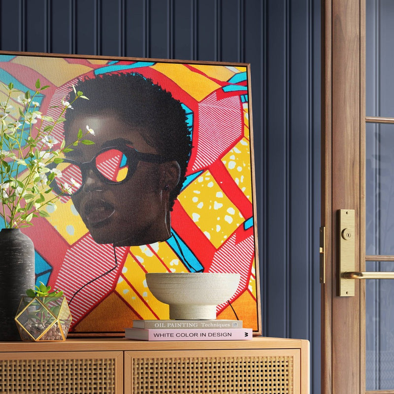 30" x 30" Pattern Portrait by Adekunle Adeleke Framed Wall Canvas - Threshold (LOCAL PICKUP ONLY)
