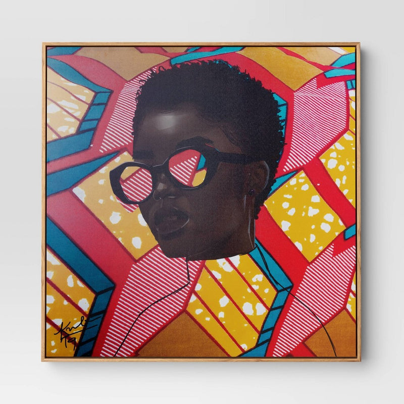 30" x 30" Pattern Portrait by Adekunle Adeleke Framed Wall Canvas - Threshold (LOCAL PICKUP ONLY)
