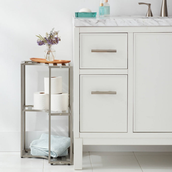 Small Space Storage Cabinet Brushed Nickel Metal - Brightroom
