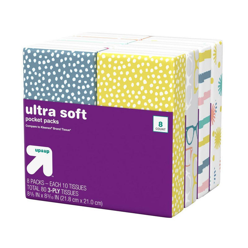 Facial Tissue Pocket Pack - 10ct/8pk - Up&Up (Compare to Kleenex)
