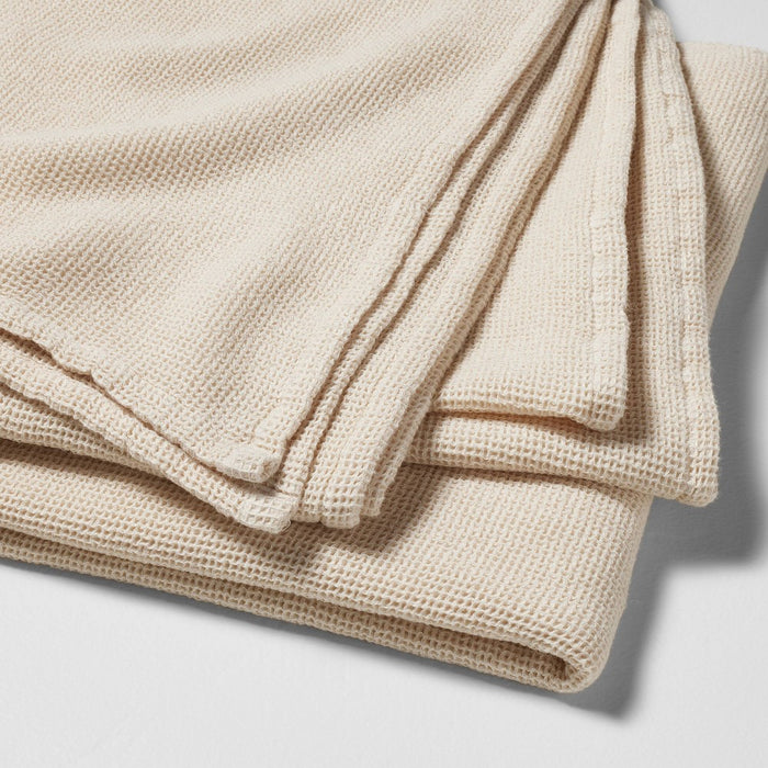 King Micro Waffle Bed Blanket Natural - Casaluna