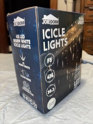 Joiedomi 416 LED Warm White Christmas Icicle Lights 78 Meteor Drops 30.2 ft