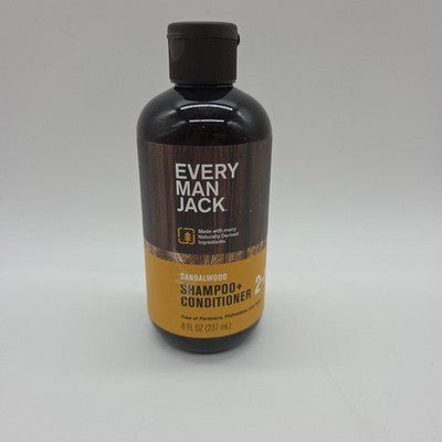 EVERY MANS JACK Men's 2 In 1 Shampoo & Conditioner Sandalwood 8oz SINGLE BOTTLE