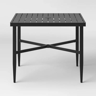 Searsburg Aluminum 4 Person Slat Top Square Patio Dining Table, Outdoor Furnitur (LOCAL PICKUP ONLY)