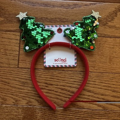 NWT Scunci Christmas Tree Sequined Holiday Headband by Conair