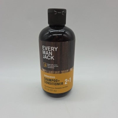 EVERY MANS JACK Men's 2 In 1 Shampoo & Conditioner Sandalwood 8oz SINGLE BOTTLE