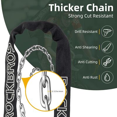 ROCKBROS Bike Chain Lock, Heavy Duty Anti Theft, 3 Ft Long, 5mm Thick Bicycle...