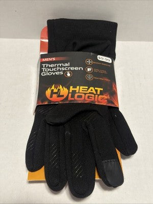 Heat Logic Men Thermal Touchscreen Gloves Black Size M/L T5