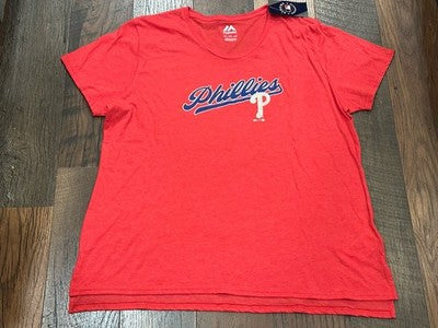 MLB Philadelphia Phillies Women's Tri-Blend Crew Neck Short Sleeve T-Shirt - Size Mix