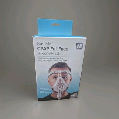 New NuvoMed CPAP Full Face Silicon Mask size medium w/ removable cushion Sealed