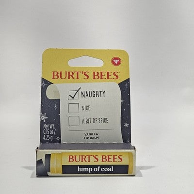Burt's Bees Have You Been Naughty Lip Balm Lump of Coal Vanilla Bean - 0.15oz