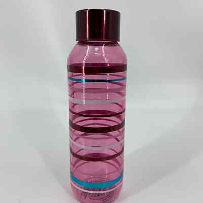 Starbucks Striped Taffy Glass Water Bottle Pink Multi Stipe Twist Lid 20 ounce