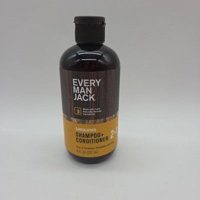 EVERY MANS JACK Men's 2 In 1 Shampoo & Conditioner Sandalwood 8oz SINGLE BOTTLE
