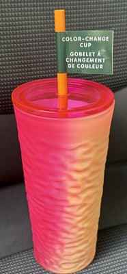 Starbucks Glass Cold Cup Hammered Color Change 18oz - 2