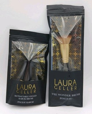 2 Laura Geller Wonder Brush Pinceau & Retractable Angled Kabuki Brush
