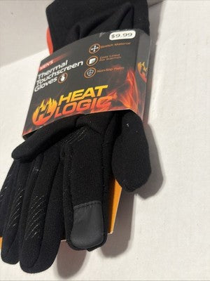Heat Logic Men Thermal Touchscreen Gloves Black Size M/L T5