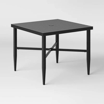 Searsburg Aluminum 4 Person Slat Top Square Patio Dining Table, Outdoor Furnitur (LOCAL PICKUP ONLY)