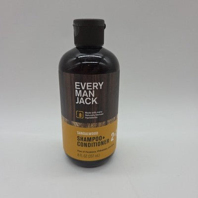 EVERY MANS JACK Men's 2 In 1 Shampoo & Conditioner Sandalwood 8oz SINGLE BOTTLE
