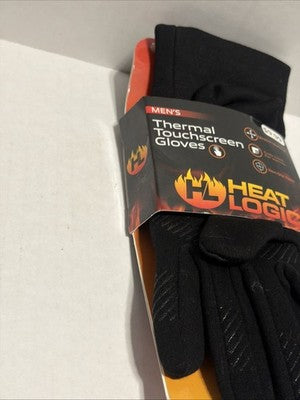 Heat Logic Men Thermal Touchscreen Gloves Black Size M/L T5