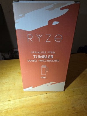 RYZE MUSHROOM COFFEE 16OZ BEIGE STAINLESS STEEL TUMBLER DOUBLE WALL BRAND NEW