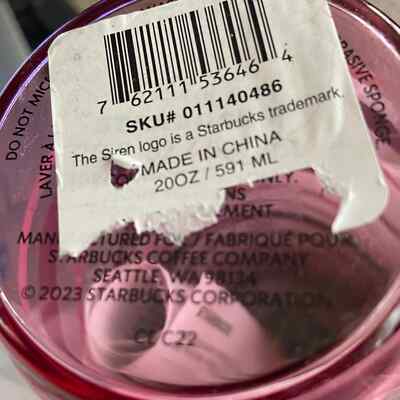 Starbucks Striped Taffy Glass Water Bottle Pink Multi Stipe Twist Lid 20 ounce