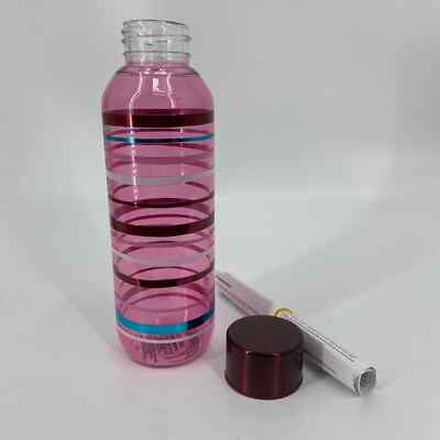 Starbucks Striped Taffy Glass Water Bottle Pink Multi Stipe Twist Lid 20 ounce