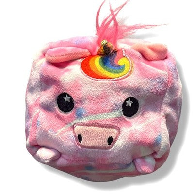 Moosh Moosh Plush Unicorn Reversible Raindrop Rainbow Squared Flip Em Animal 4"