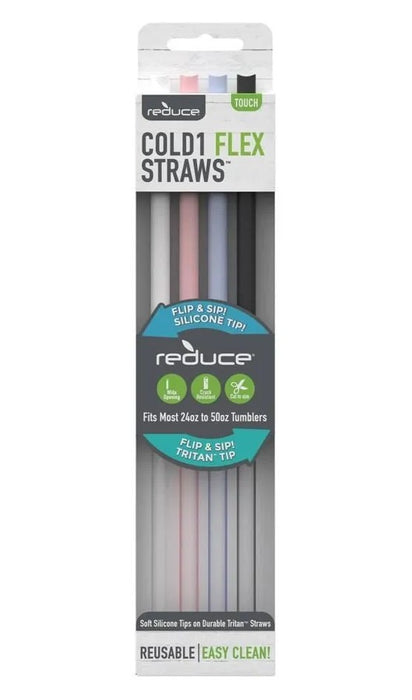 Reduce 4pk Silicone/Tritan Combo Replacement Flexi Straws XL