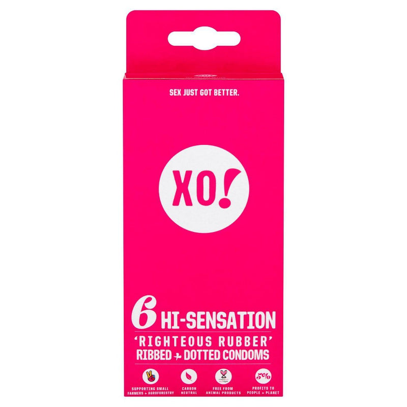 XO! Here We Flo Hi-Sensation Righteous Rubber Carbon Neutral and Eco-Friendly Condoms - 6ct