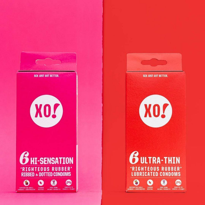XO! Here We Flo Hi-Sensation Righteous Rubber Carbon Neutral and Eco-Friendly Condoms - 6ct
