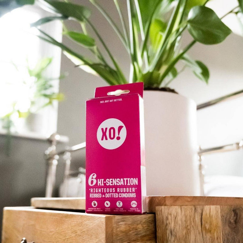 XO! Here We Flo Hi-Sensation Righteous Rubber Carbon Neutral and Eco-Friendly Condoms - 6ct