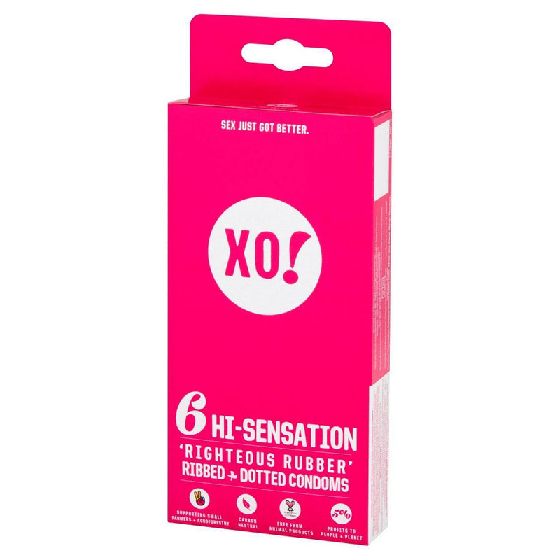 XO! Here We Flo Hi-Sensation Righteous Rubber Carbon Neutral and Eco-Friendly Condoms - 6ct
