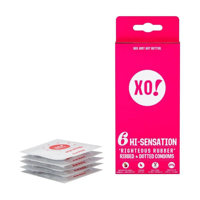 XO! Here We Flo Hi-Sensation Righteous Rubber Carbon Neutral and Eco-Friendly Condoms - 6ct