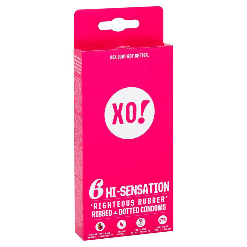 XO! Here We Flo Hi-Sensation Righteous Rubber Carbon Neutral and Eco-Friendly Condoms - 6ct
