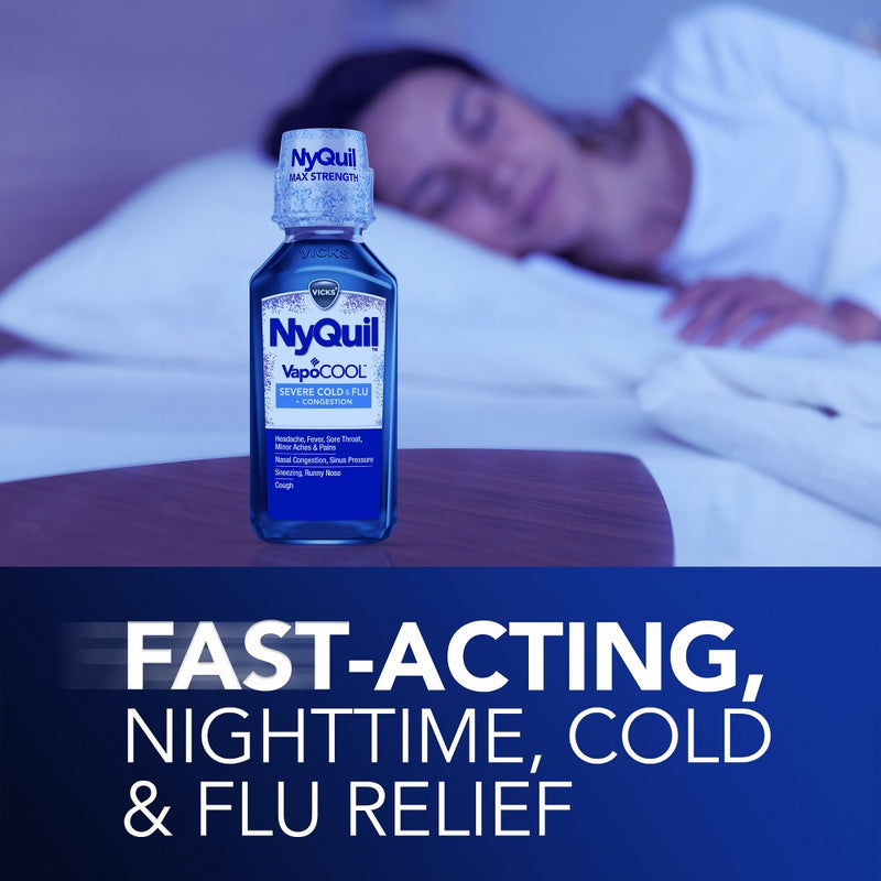 Vicks NyQuil Severe VapoCOOL Cold & Flu Medicine Liquid - 12 fl oz