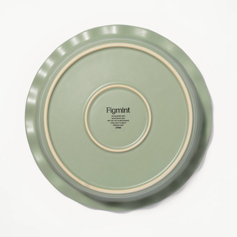 9" Round Stoneware Ruffle Pie Dish Sage Green - Figmint