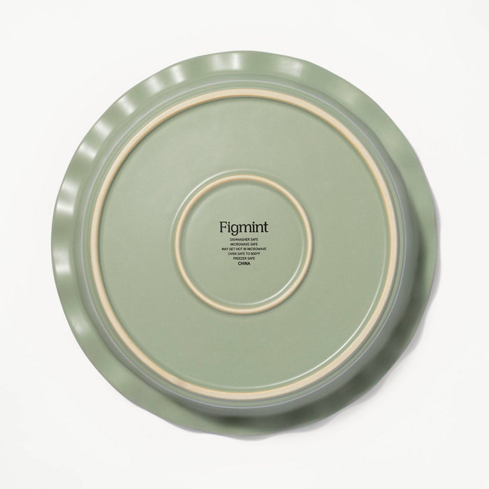 9" Round Stoneware Ruffle Pie Dish Sage Green - Figmint