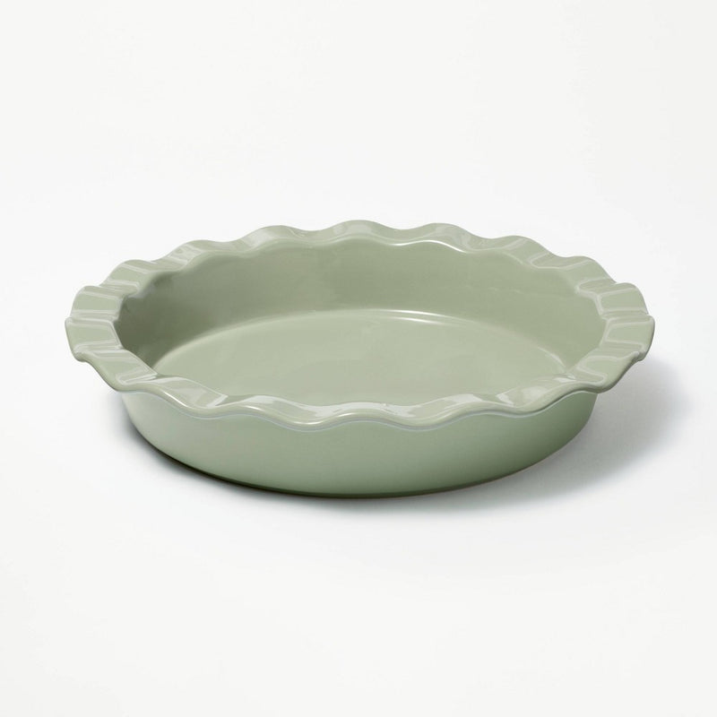 9" Round Stoneware Ruffle Pie Dish Sage Green - Figmint