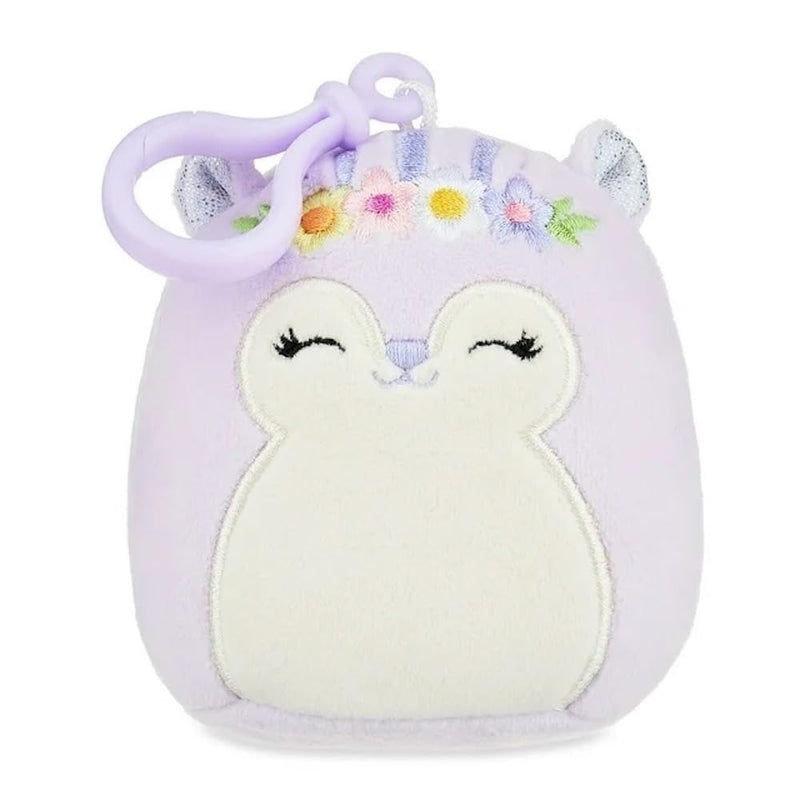 Squishmallows 3.5" Clip-On Sydnee - Purple Squirrel with Flower Crown Plush Toy
