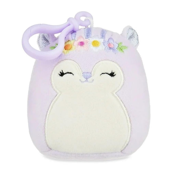 Squishmallows 3.5" Clip-On Sydnee - Purple Squirrel with Flower Crown Plush Toy