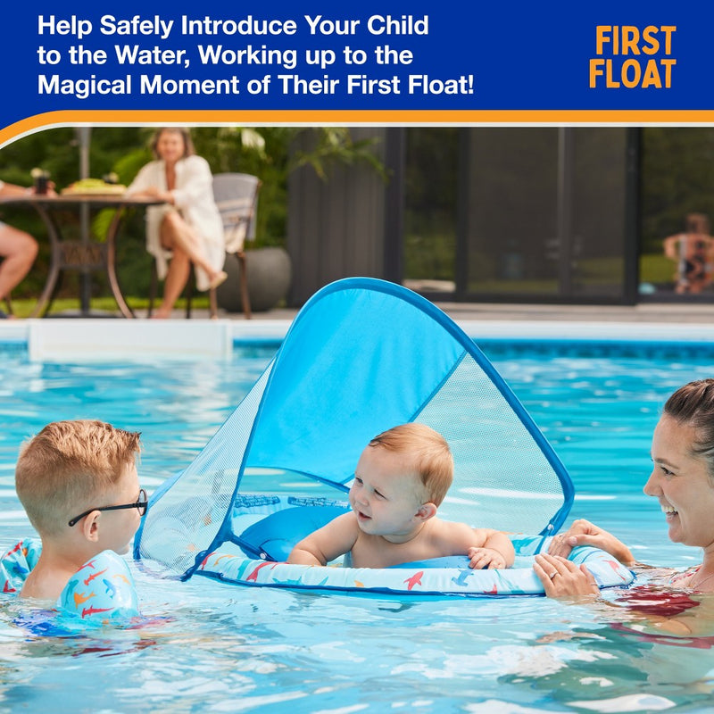 Swimways Sun Canopy Spring Float with Hyper-Flate Valve - Shark