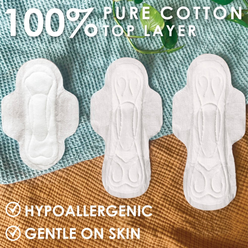 L . Pure Cotton Chlorine Free Top Layer Ultra Thin Super With Wings Unscented Absorbency Pads - 56ct