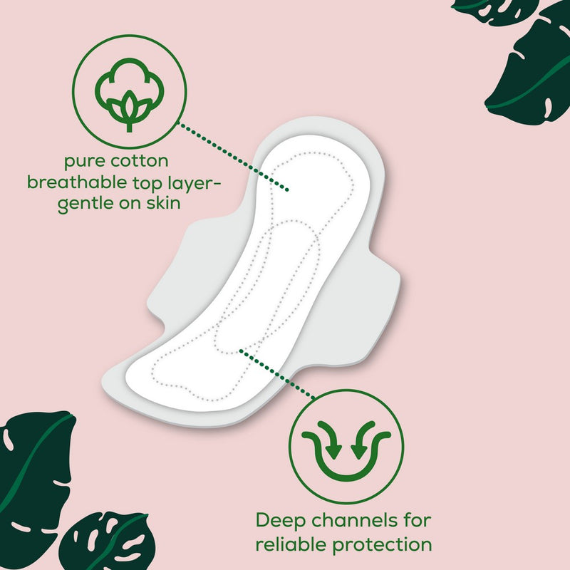 L . Pure Cotton Chlorine Free Top Layer Ultra Thin Super With Wings Unscented Absorbency Pads - 56ct