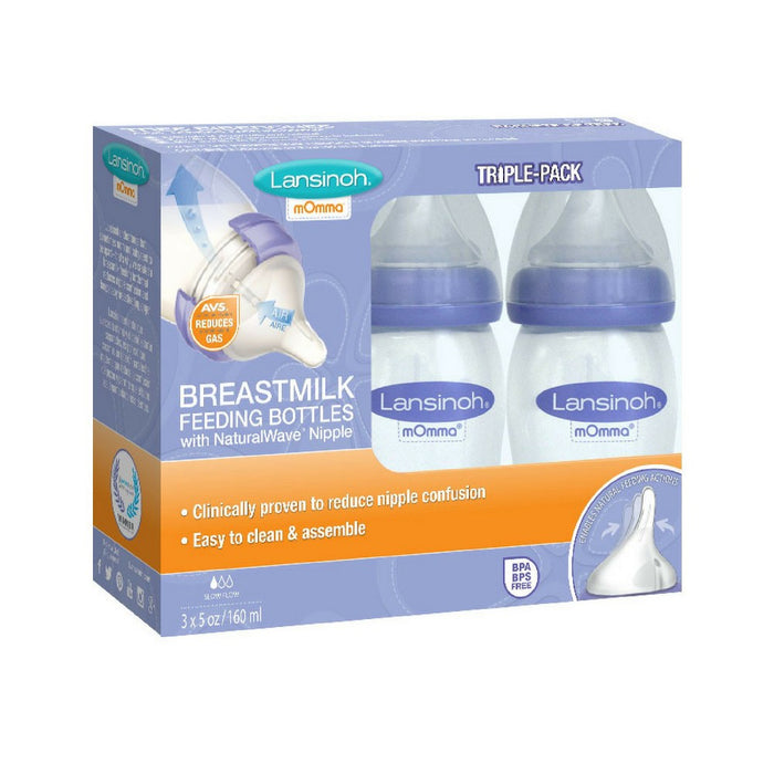 Lansinoh mOmma Feeding Bottle with Natural Wave Nipple 5 fl oz 3ct