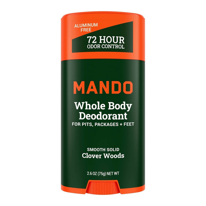 Mando Whole Body Deodorant - Men's Aluminum-Free Smooth Solid Stick Deodorant - Clover Woods - 2.6oz